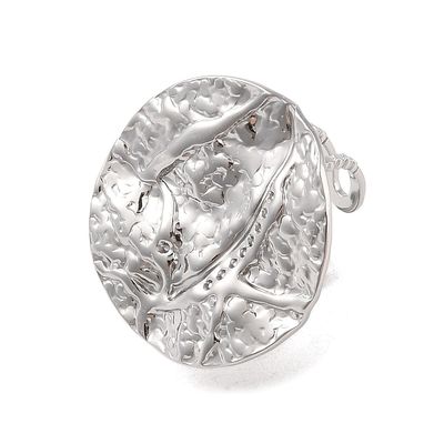 SILVER STAINLESS HAMMERED ROUND CUFF RING