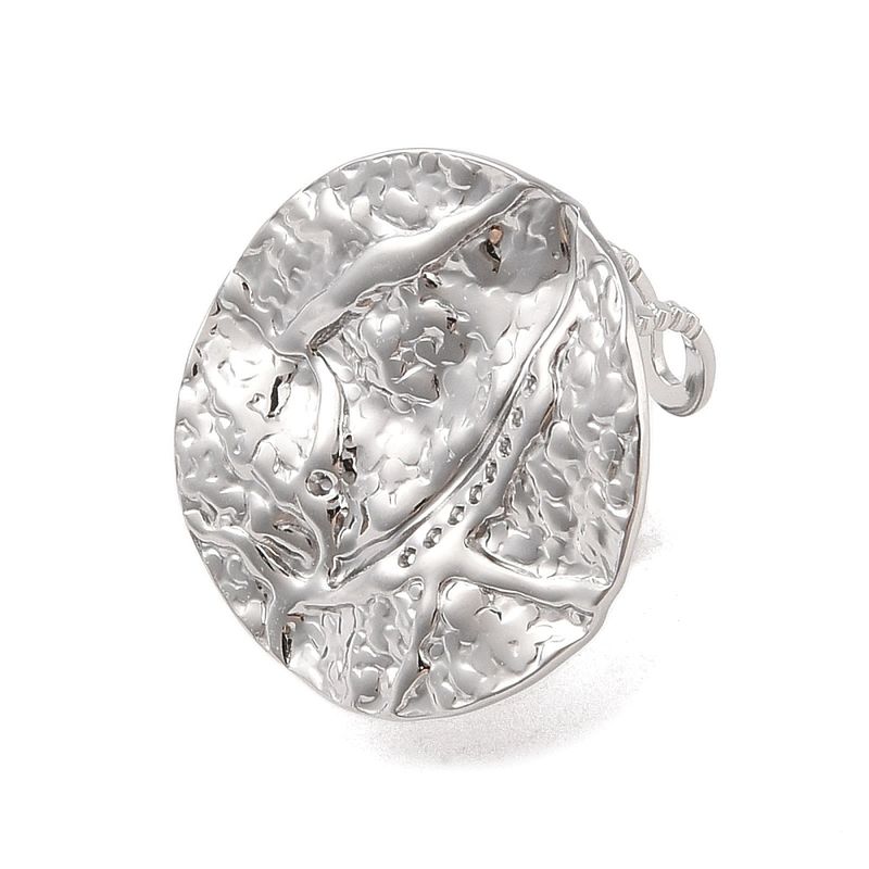 SILVER STAINLESS HAMMERED ROUND CUFF RING