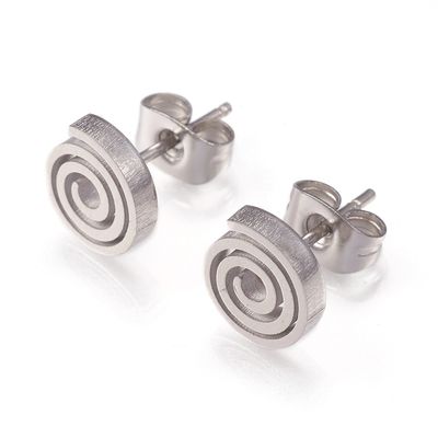 SILVER STAINLESS CIRCLE OF LIFE STUD EARRINGS