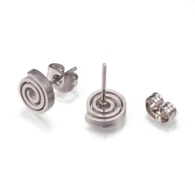 SILVER STAINLESS CIRCLE OF LIFE STUD EARRINGS