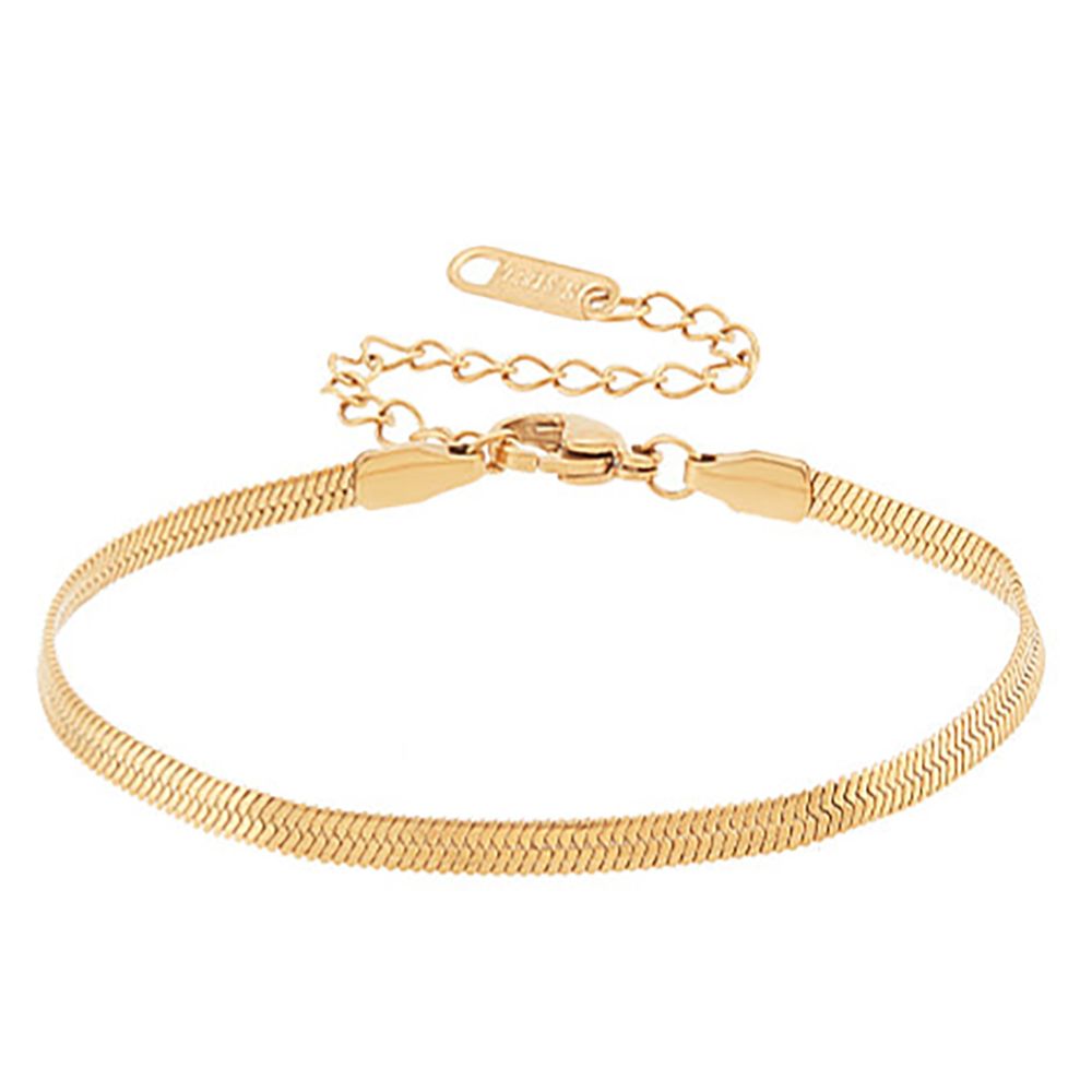 GOLD STAINLESS 3MM HERRINGBONE BRACELET
