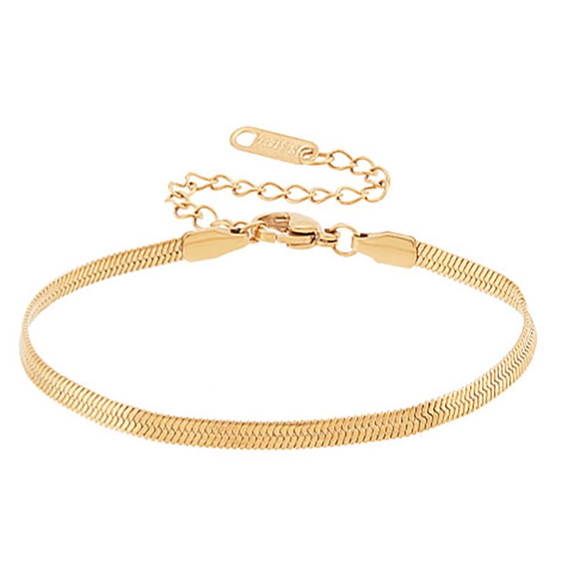 GOLD STAINLESS 3MM HERRINGBONE BRACELET