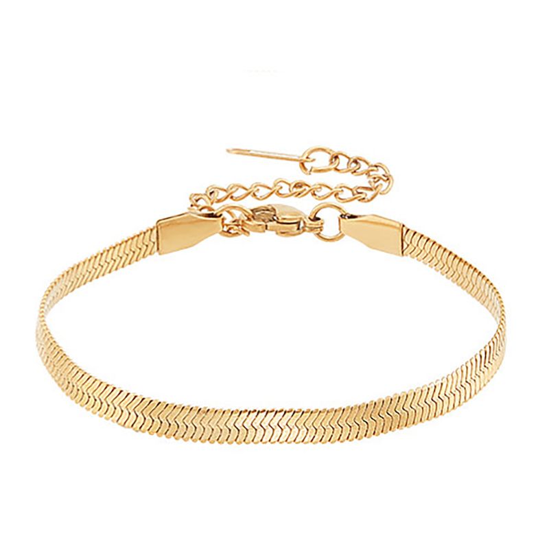 GOLD STAINLESS 4MM HERRINGBONE BRACELET