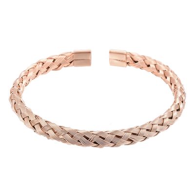 ROSE STAINLESS WOVEN BRAID CUFF BRACELET