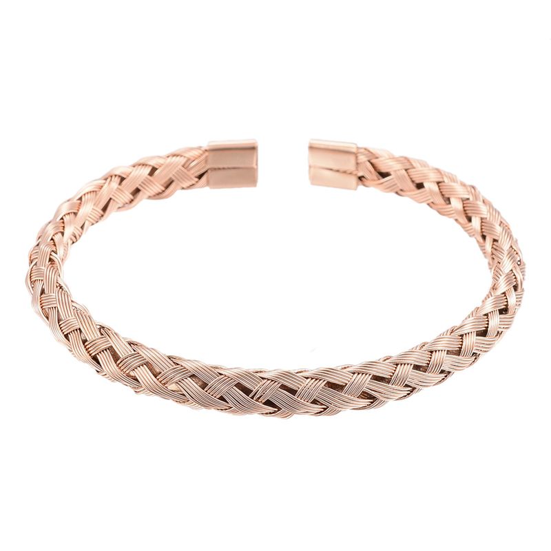 ROSE STAINLESS WOVEN BRAID CUFF BRACELET