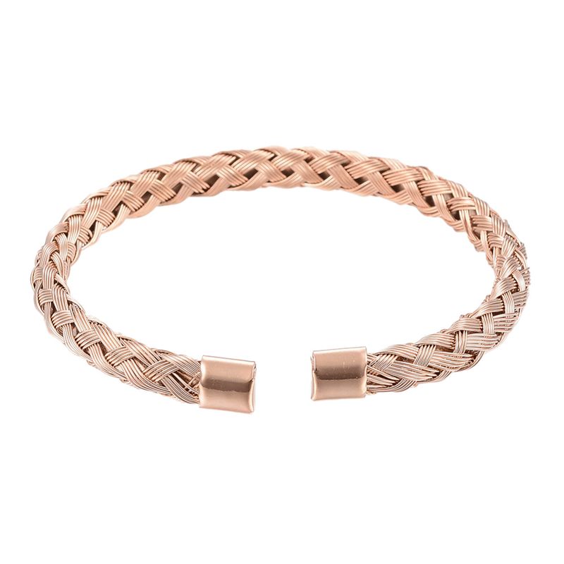 ROSE STAINLESS WOVEN BRAID CUFF BRACELET