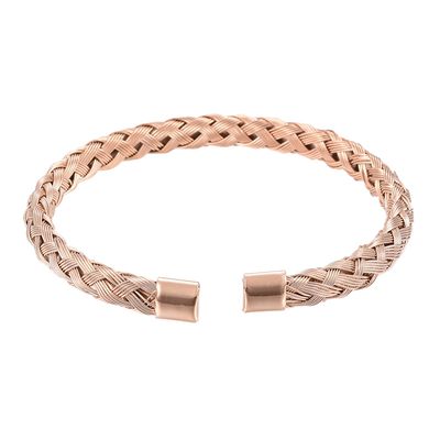 ROSE STAINLESS WOVEN BRAID CUFF BRACELET