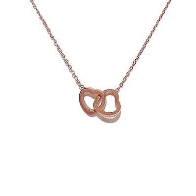 ROSE STAINLESS DOUBLE HEART NECKLACE