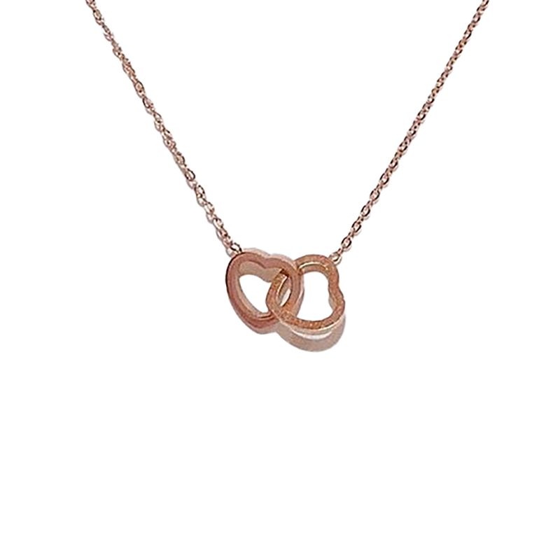 ROSE STAINLESS DOUBLE HEART NECKLACE