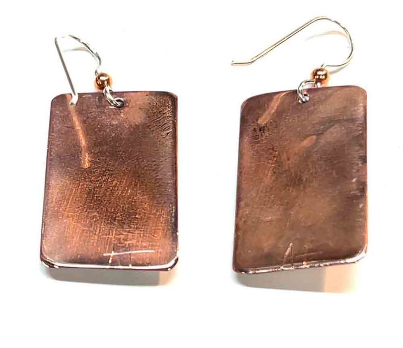 MIXED METALS OVERLAY RECTANGLE EARRINGS