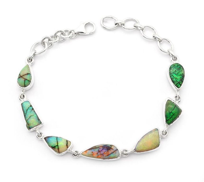SILVER SPIDER-WEB ABSTRACT LINKS BRACELET