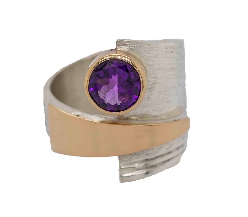 SILVER/14K AMETHYST WRAP RING - 8.5