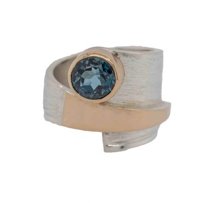 SILVER/14K TOPAZ WRAP RING - 6.5