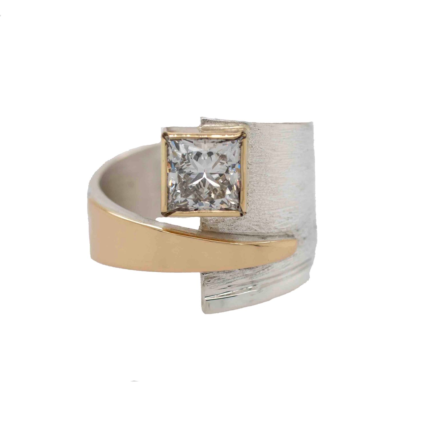 SILVER/14K DIAMOND WRAP RING -9.5