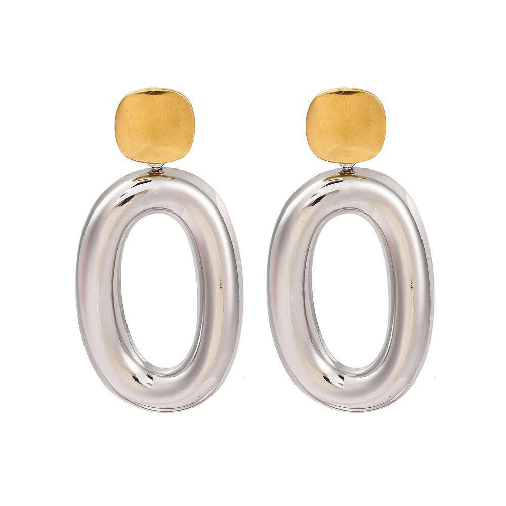 MIXED STAINLESS OVAL POST EARRINGS