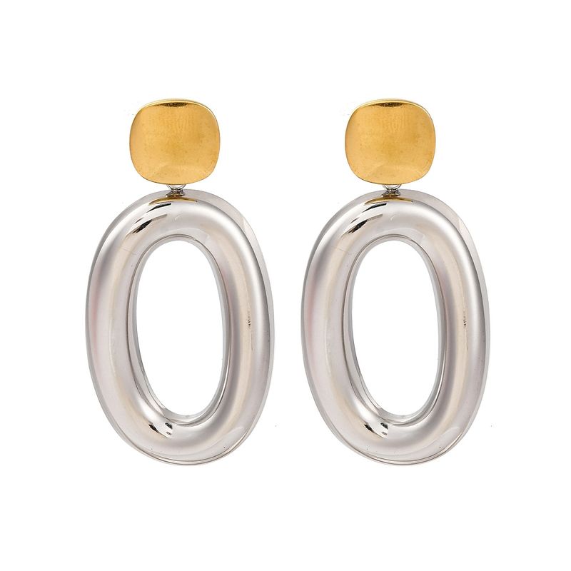MIXED STAINLESS OVAL POST EARRINGS
