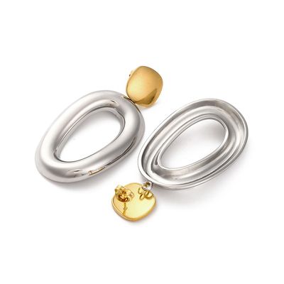 MIXED STAINLESS OVAL POST EARRINGS