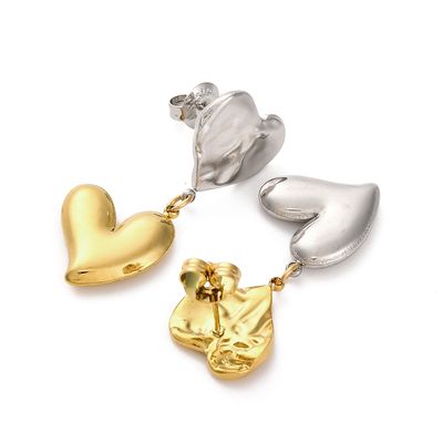 MIXED STAINLESS MISMATCH HEART EARRINGS