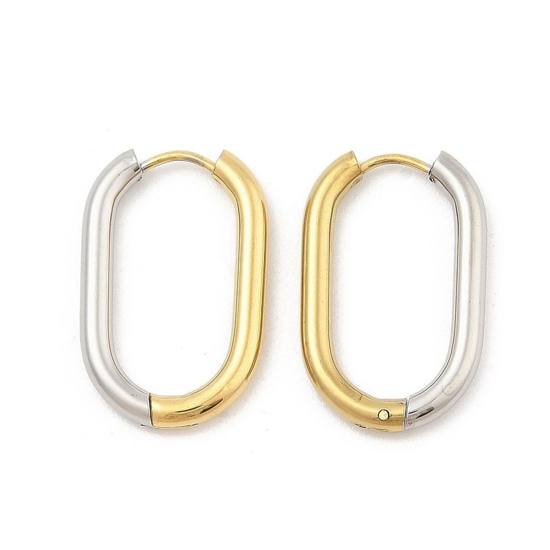 MIXED STAINLESS 2-TONE 26MM HOOP HUGGIE EARRINGS