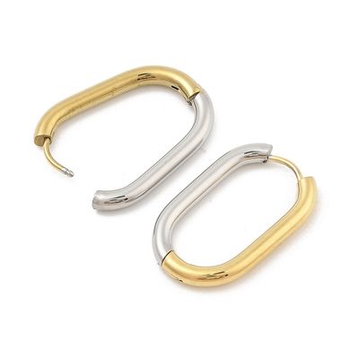 MIXED STAINLESS 2-TONE 26MM HOOP HUGGIE EARRINGS
