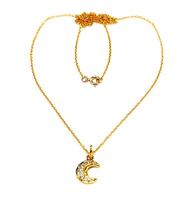 14K YELLOW 1/4 CRESENT MOON NECKLACE
