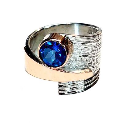 SILVER/14K TOPAZ WRAP RING - 8.5 SILVER/14K TOPAZ WRAP RING - 8.5