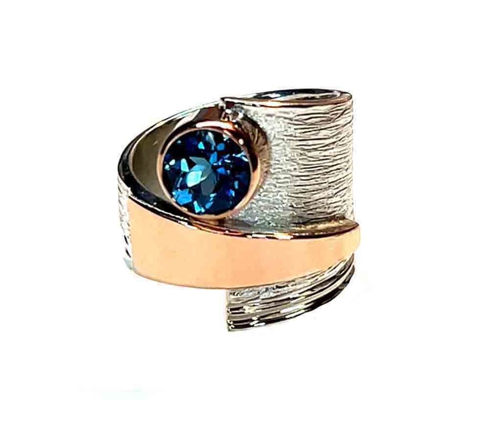 SILVER/14K TOPAZ WRAP RING - 7