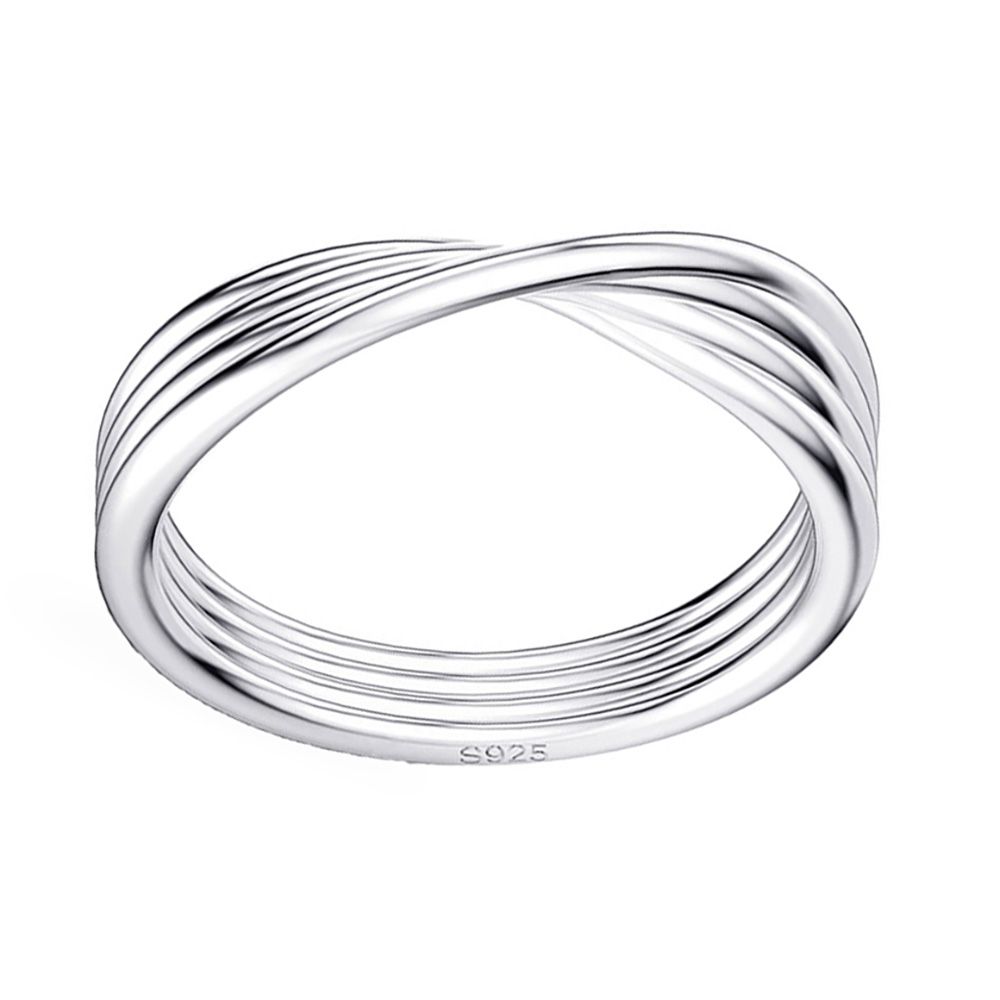 SILVER RIDGE TWIST OVER BAND RING