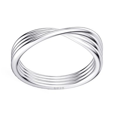 SILVER RIDGE TWIST OVER BAND RING