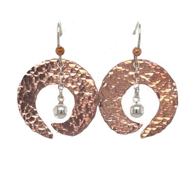 MIXED METALS HAMMERED SWIRL &amp; BALL EARRINGS
