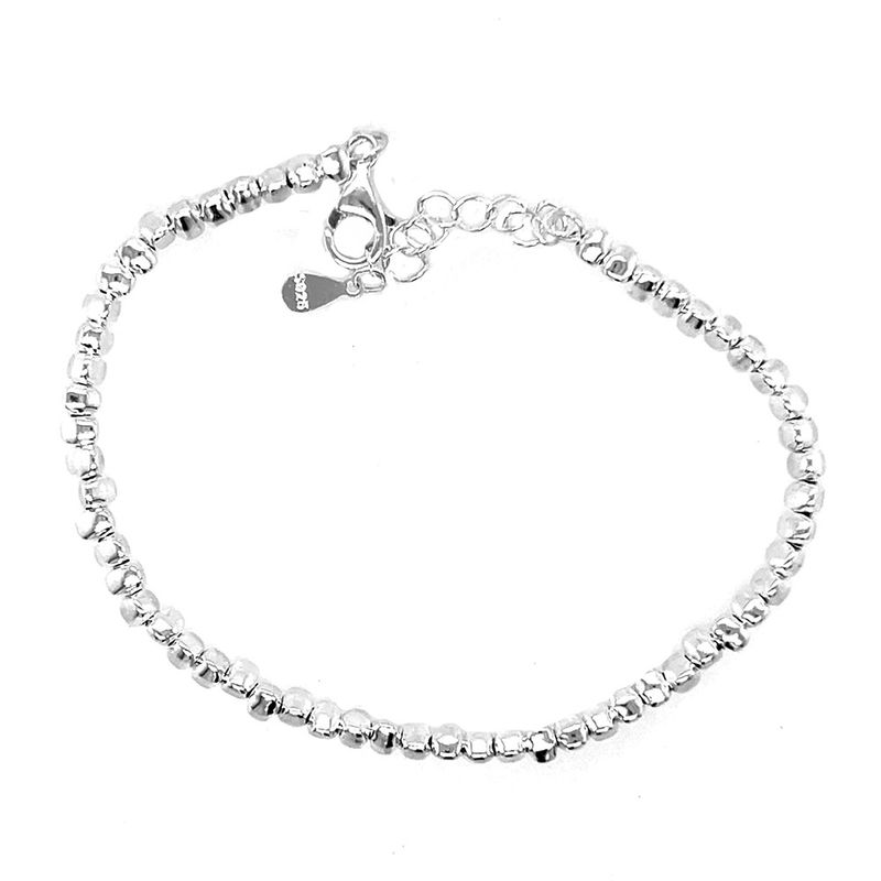 SILVER ABSTRACT TEXTURED BEADED  BRACELET