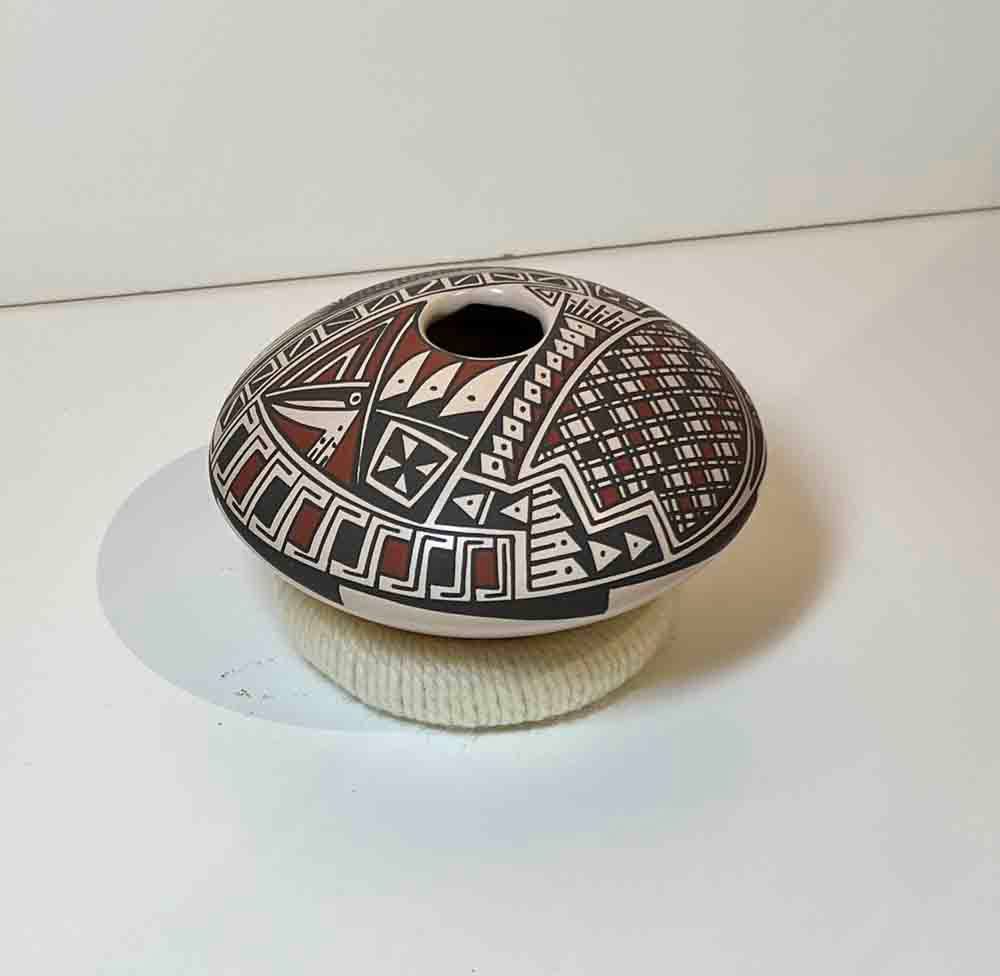 MATA ORTIZ RED &amp; BLACK GEOMETRIC SEED POT - 3X4