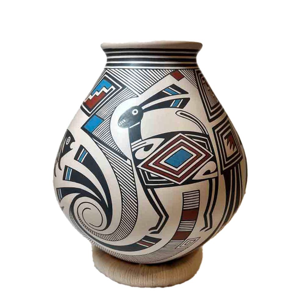 MATA ORTIZ BROWN, RED &amp; BLUE MOTIFS - JORGE QUINTANA - 7.5X5