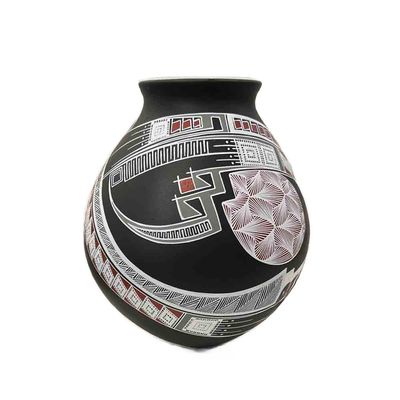 MATA ORTIZ BLACK, WHITE &amp; RED VASE -  9 x 5.5