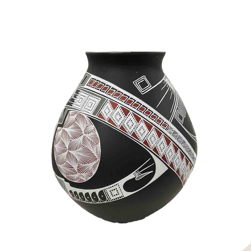 MATA ORTIZ BLACK, WHITE &amp; RED VASE -  9 x 5.5