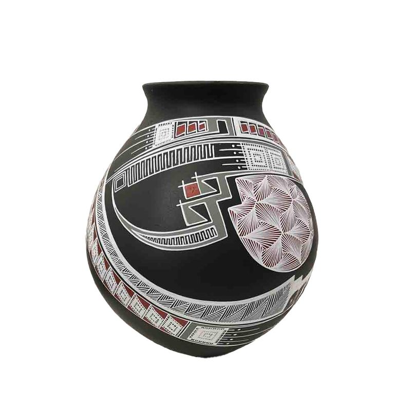 MATA ORTIZ BLACK, WHITE &amp; RED VASE -  9 x 5.5