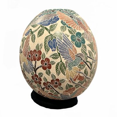 MATA ORTIZ COLORFUL HUMMINGBIRDS &amp; FLOWERS -9.25 x 6.5
