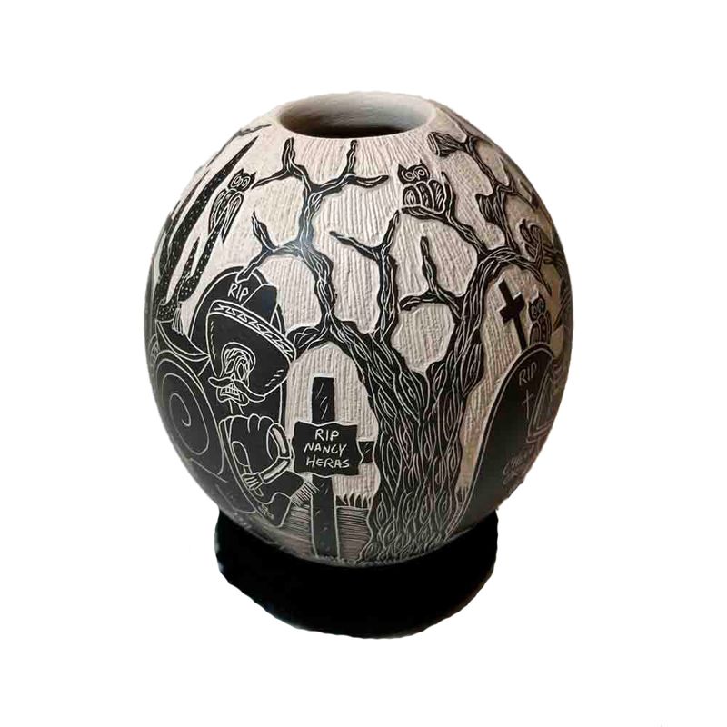 MATA ORTIZ ETCHED DAY OF THE DEAD - HILWUI QUEZADA JR. - 5.5 X 4