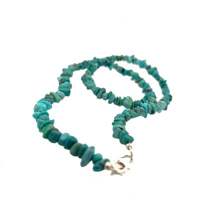 SILVER TURQUOISE BEAD NECKLACE NAVAJO - CORRANE SMITH