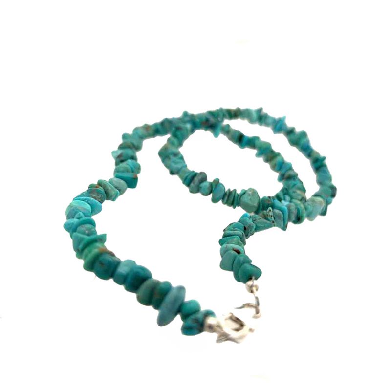 SILVER TURQUOISE BEAD NECKLACE NAVAJO - CORRANE SMITH