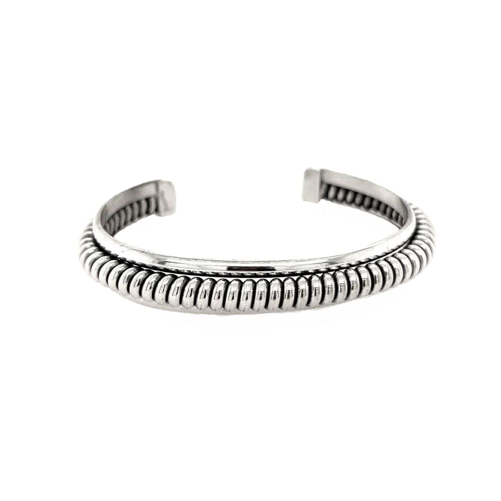 SILVER RIDGE ROPE CUFF BRACELET - NAVAJO - ELAINE TAHE