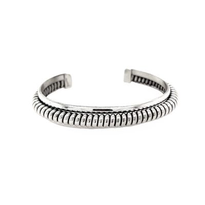SILVER RIDGE ROPE CUFF BRACELET - NAVAJO - ELAINE TAHE