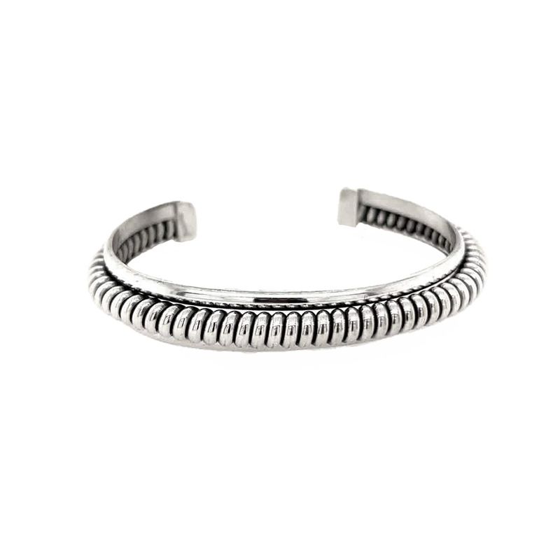SILVER RIDGE ROPE CUFF BRACELET - NAVAJO - ELAINE TAHE