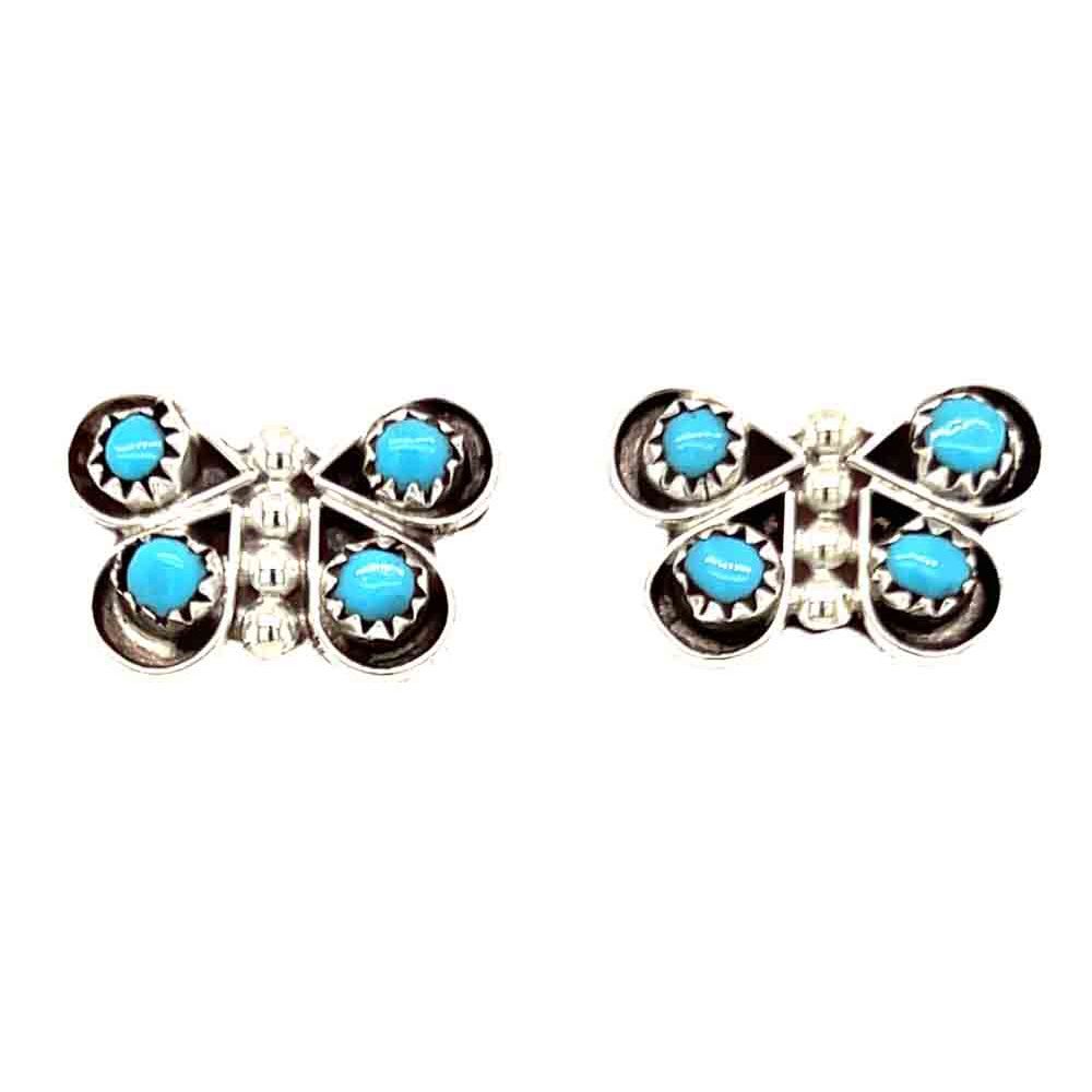 SILVER TURQUOISE BUTTERFLY EARRINGS - ZUNI - CHARLYNN CACHINI