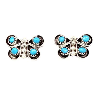 SILVER TURQUOISE BUTTERFLY EARRINGS - ZUNI - CHARLYNN CACHINI