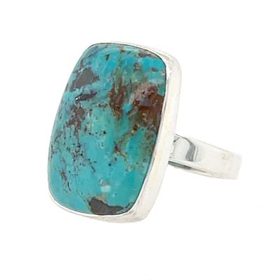 SILVER TURQUOISE RECTANGLE RING - ADJ