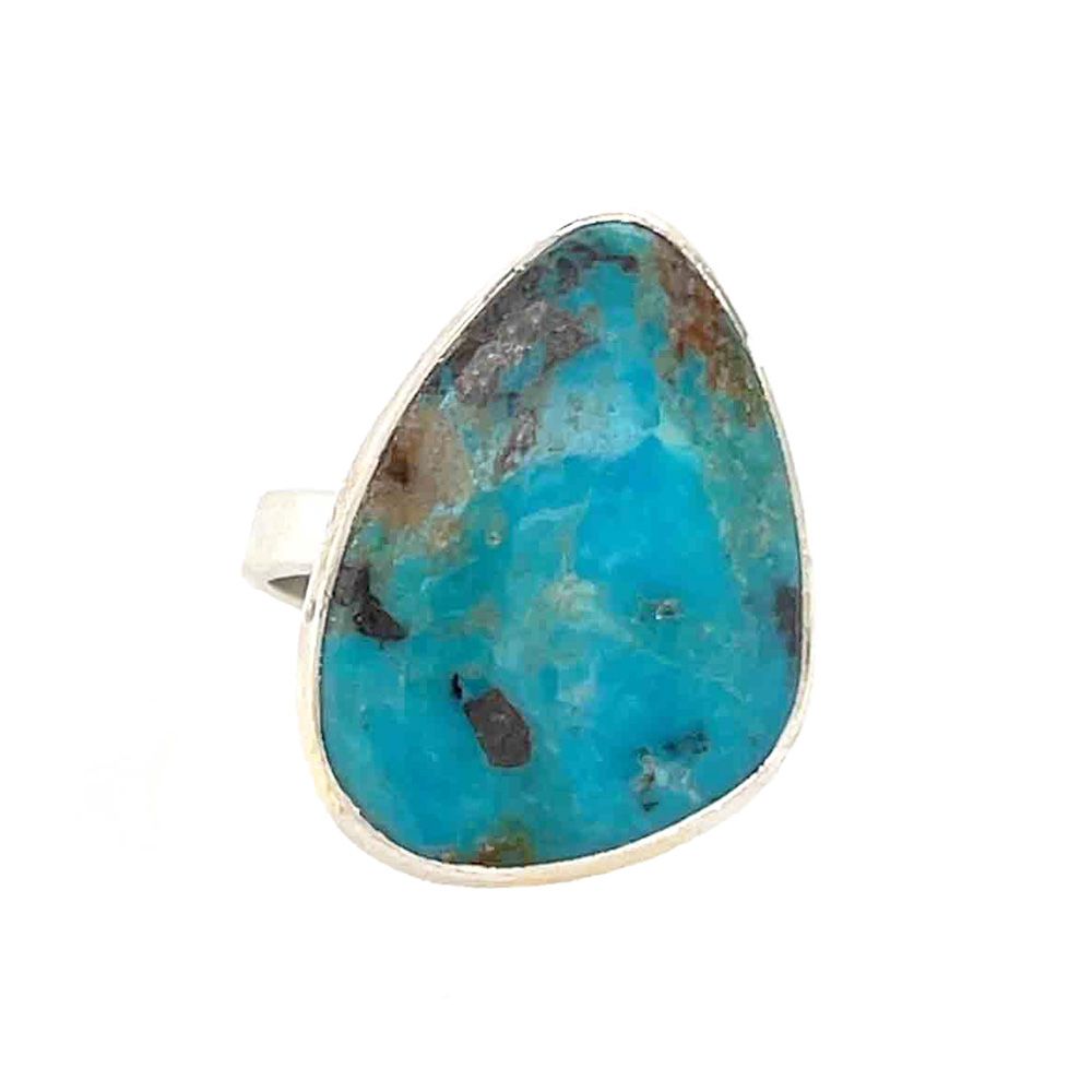 SILVER TURQUOISE ABSTRACT RING - ADJ