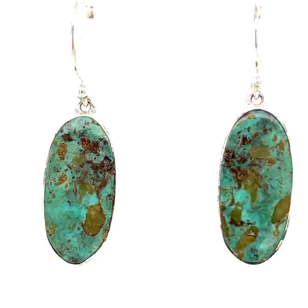 SILVER KINGMAN MINE-TURQUOISE OVAL EARRINGS
