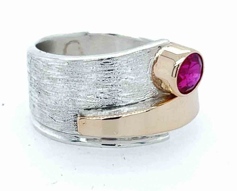 SILVER/14K RUBY WRAP RING SIZE-8