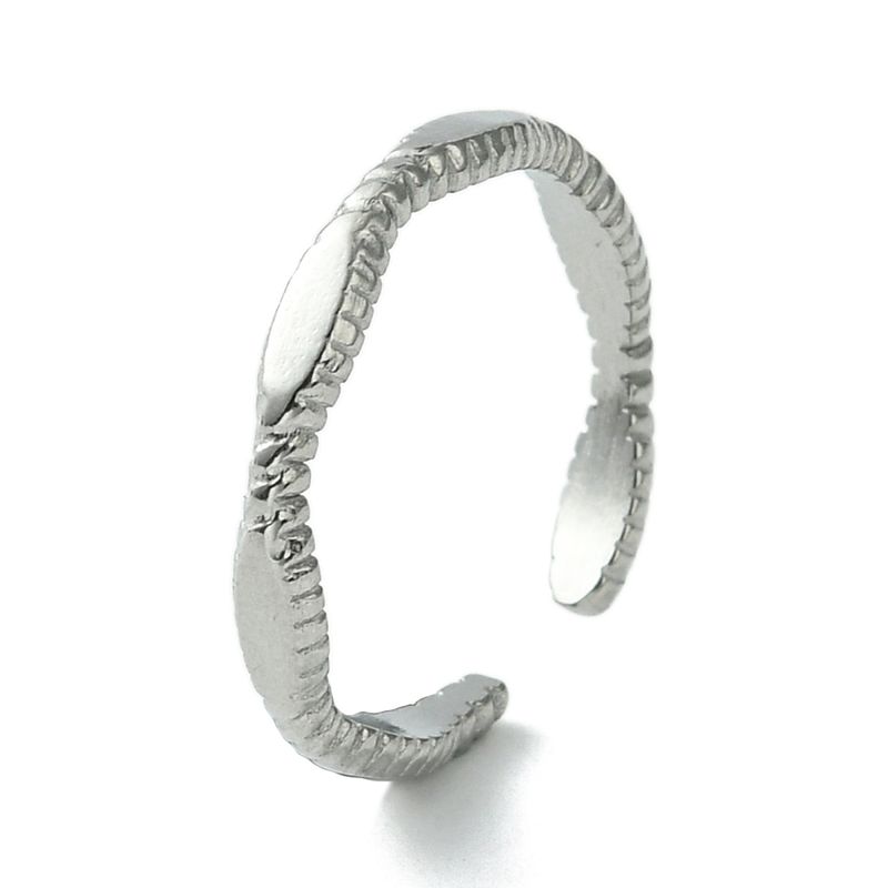 SILVER STAINLESS OVAL TEXTURE CUFF RING